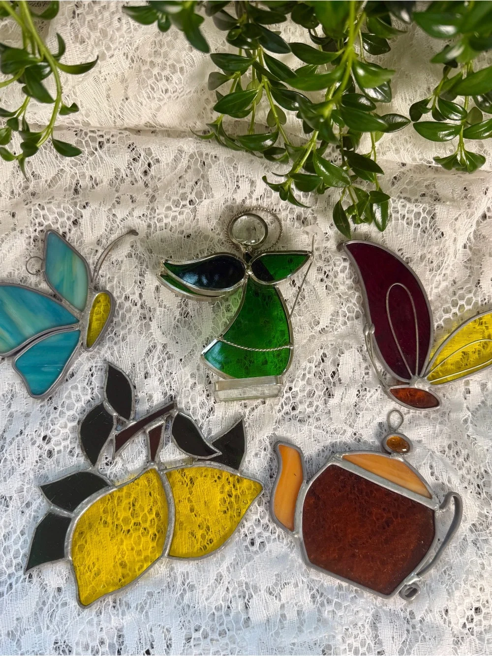 Stained Glass Hanging Ornaments - Assorted Colors